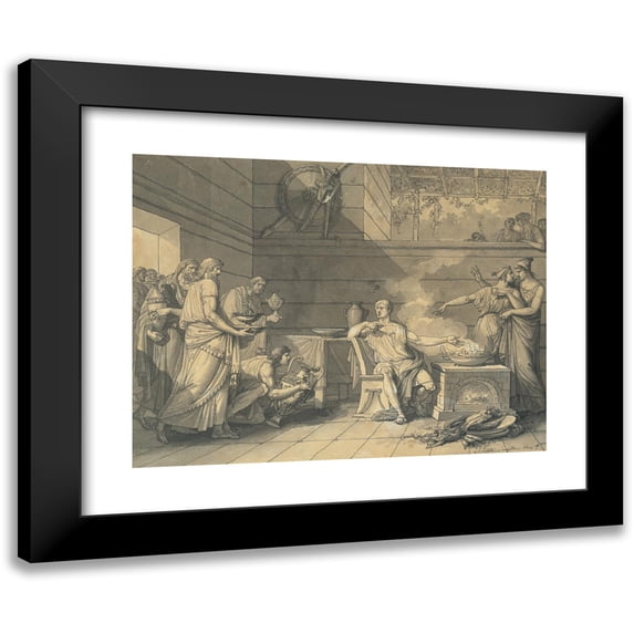 Jean Guillaume Moitte 14x12 Black Modern Framed Museum Art Print Titled - Manius Curius Refusing the Presents of the Samnite Ambassadors (1795-96)