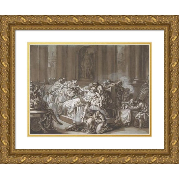 Jean Guillaume Moitte 18x14 Gold Ornate Wood Frame and Double Matted Museum Art Print Titled - The Death of Seneca