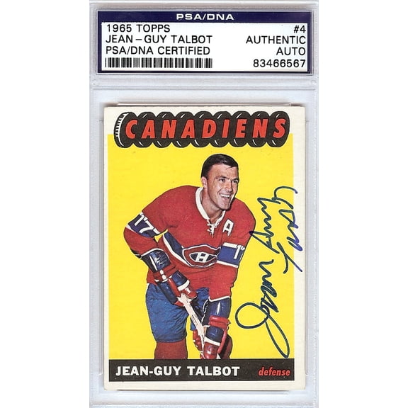 Jean-Guy Talbot Autographed 1965 Topps Card #4 Montreal Canadiens PSA/DNA #83466567