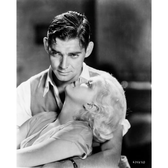 Jean Harlow Portrait Couple Shot in White Short Sleeve Deep V-Neck Linen Dress with Arms Crossed Photo Print (24 x 30)