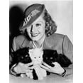 thumbnail image 1 of Jean Harlow Portrait in Grey Tweed Linen Suit Dress and Velvet Wool Hat with Three Kittens on the Hands Photo Print (8 x 10), 1 of 1