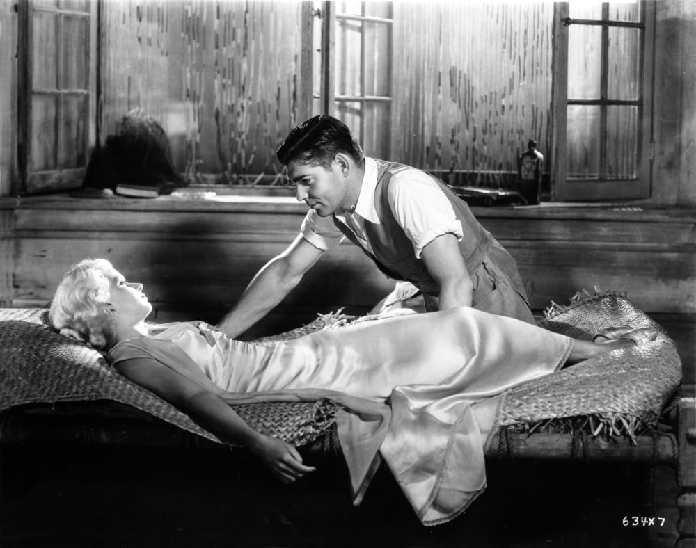 Jean Harlow Scene from a Film sitting on a Straw Covered Bed in White Silk  Dress Photo Print (24 x 30) - Walmart.com