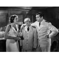 thumbnail image 1 of Jean Harlow Scene from a Film standing with Two Men in White V-Neck Sleeveless Silk Dress with Hands Together Photo Print (8 x 10), 1 of 1