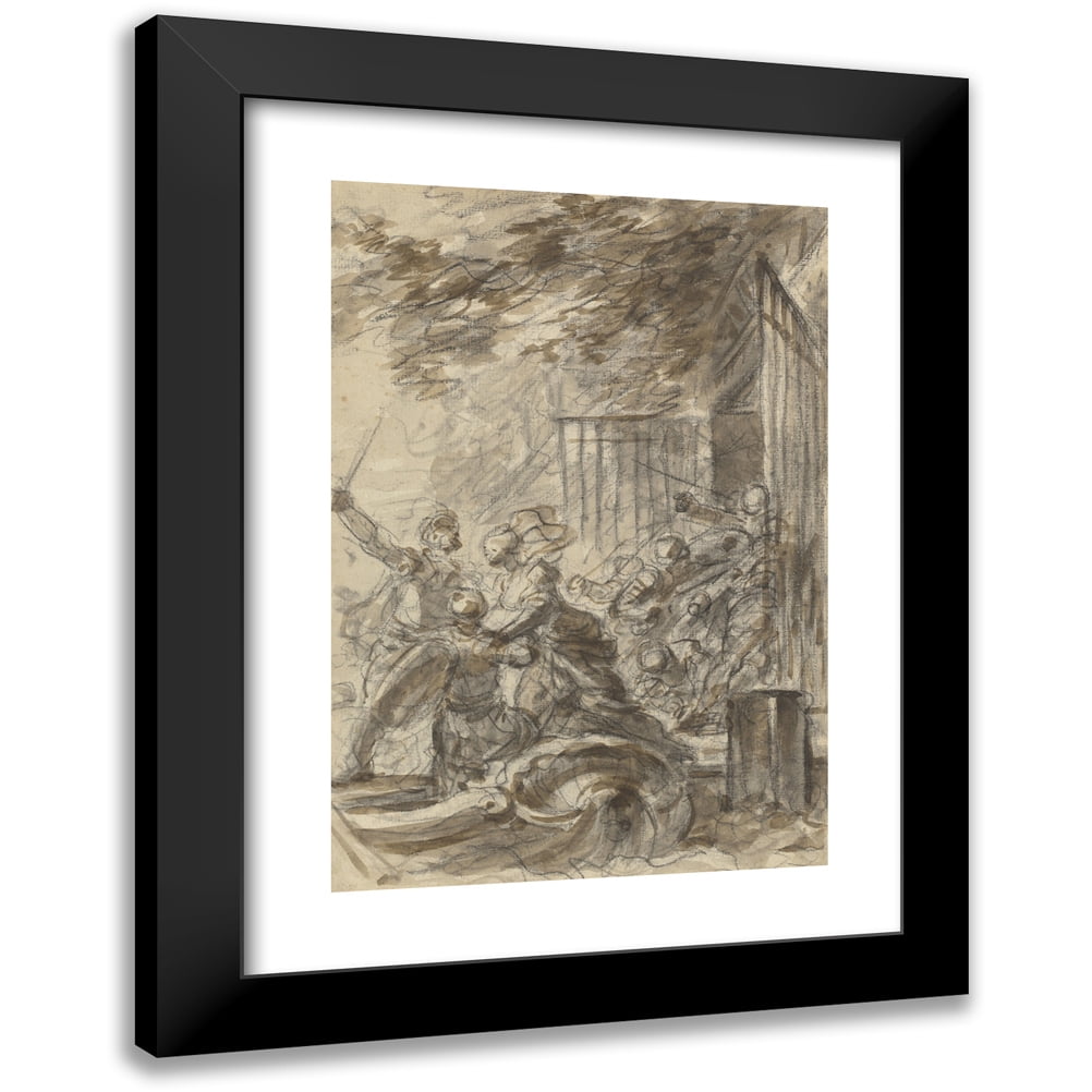 Jean-Honoré Fragonard 11x14 Black Modern Framed Museum Art Print Titled - Isabella Abandons Her Home to Follow Odorico and His Men
