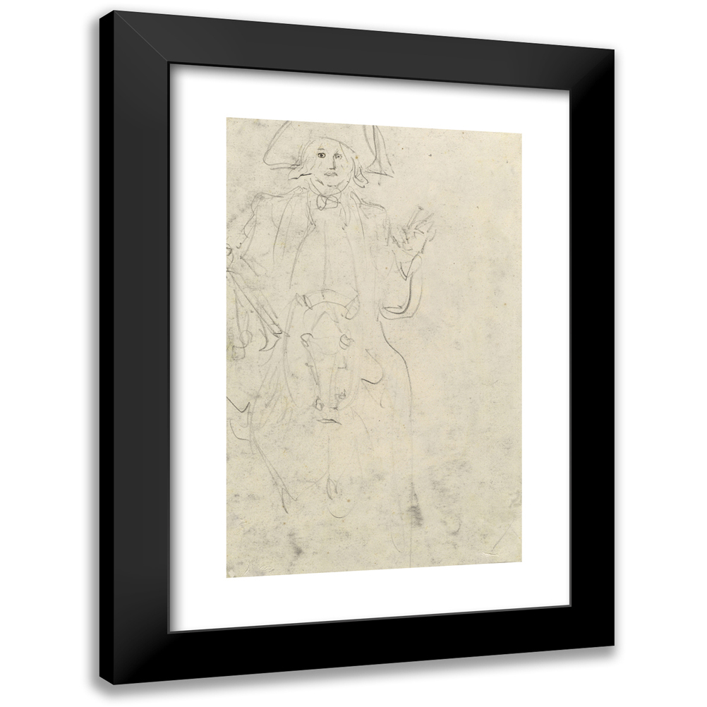 Jean-Honoré Fragonard 11x14 Black Modern Framed Museum Art Print Titled - Man on a Horse (Verso)