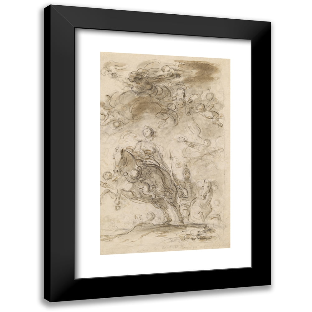 Jean-Honoré Fragonard 11x14 Black Modern Framed Museum Art Print Titled - Orlando and Angelica Arrive at Charlemagne's Camp