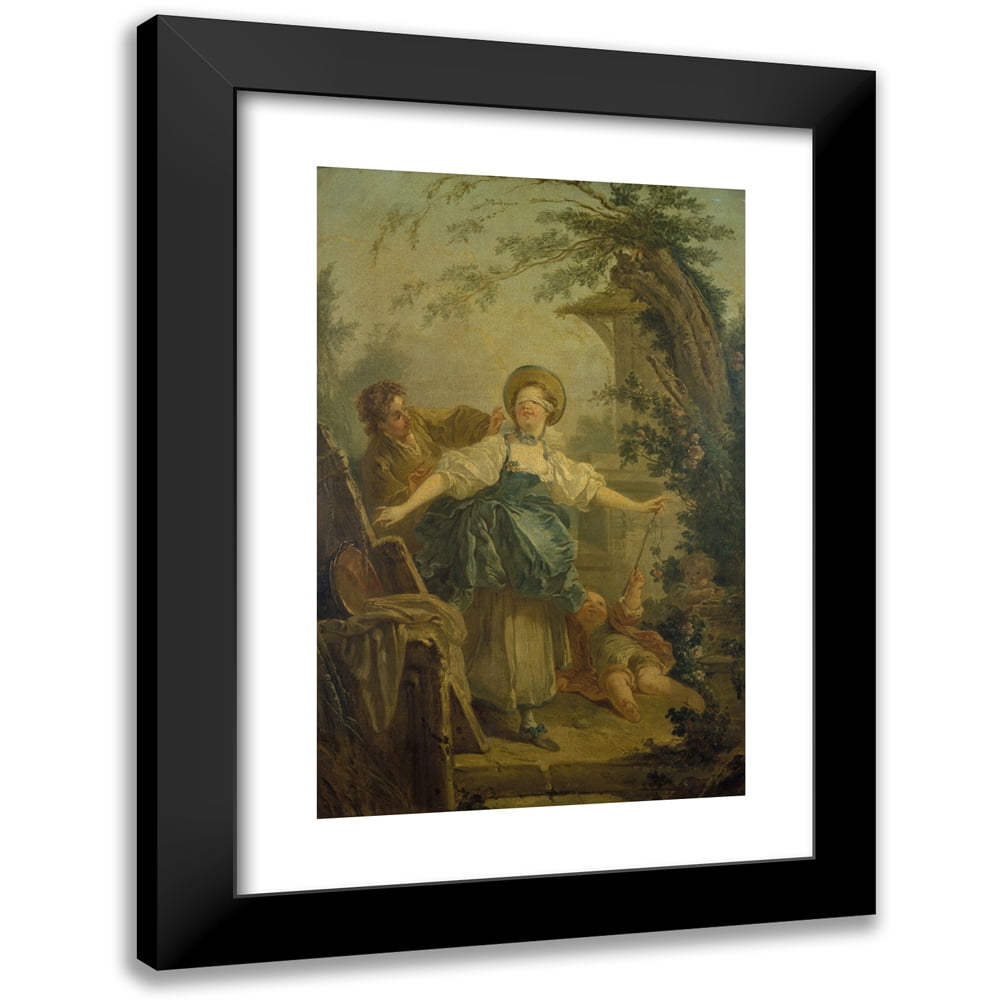 Jean-Honoré Fragonard 11x14 Black Modern Framed Museum Art Print Titled - The Colin-Maillard