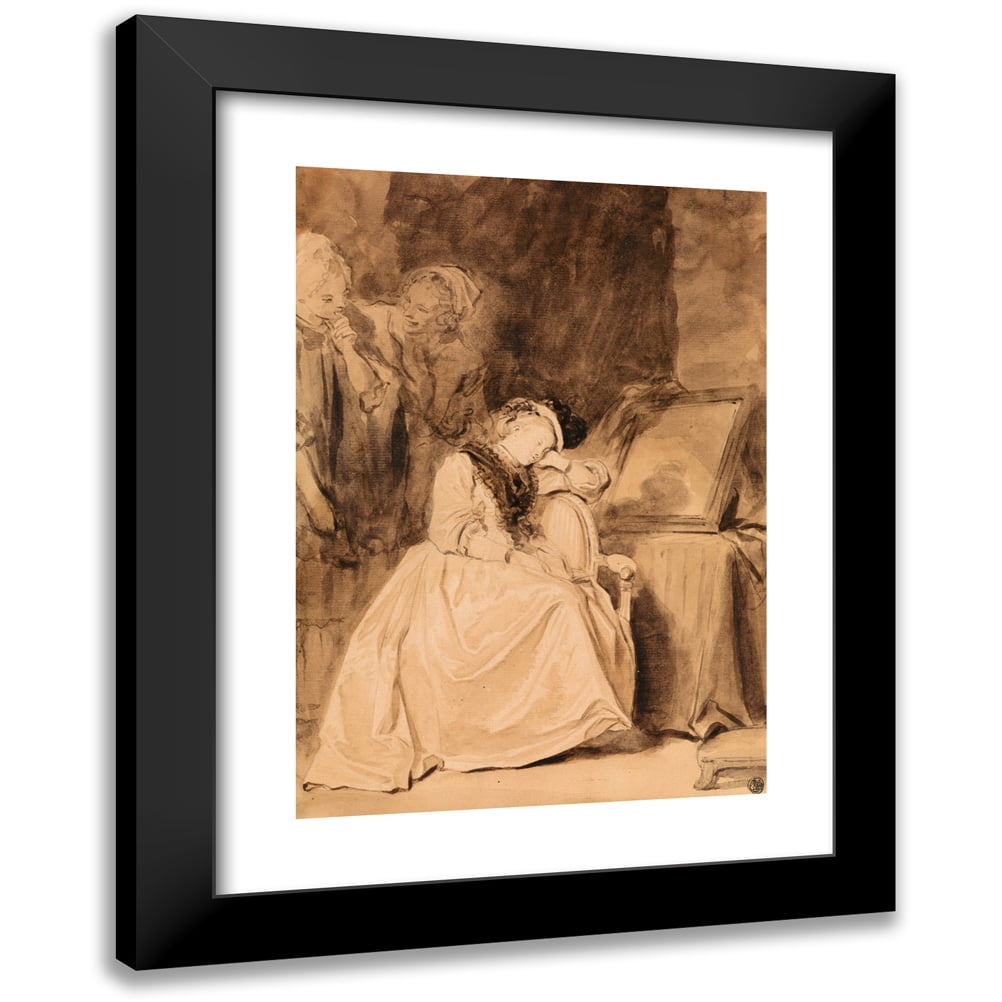 Jean-Honoré Fragonard 11x14 Black Modern Framed Museum Art Print Titled - The Dreamer (Late 1770s)