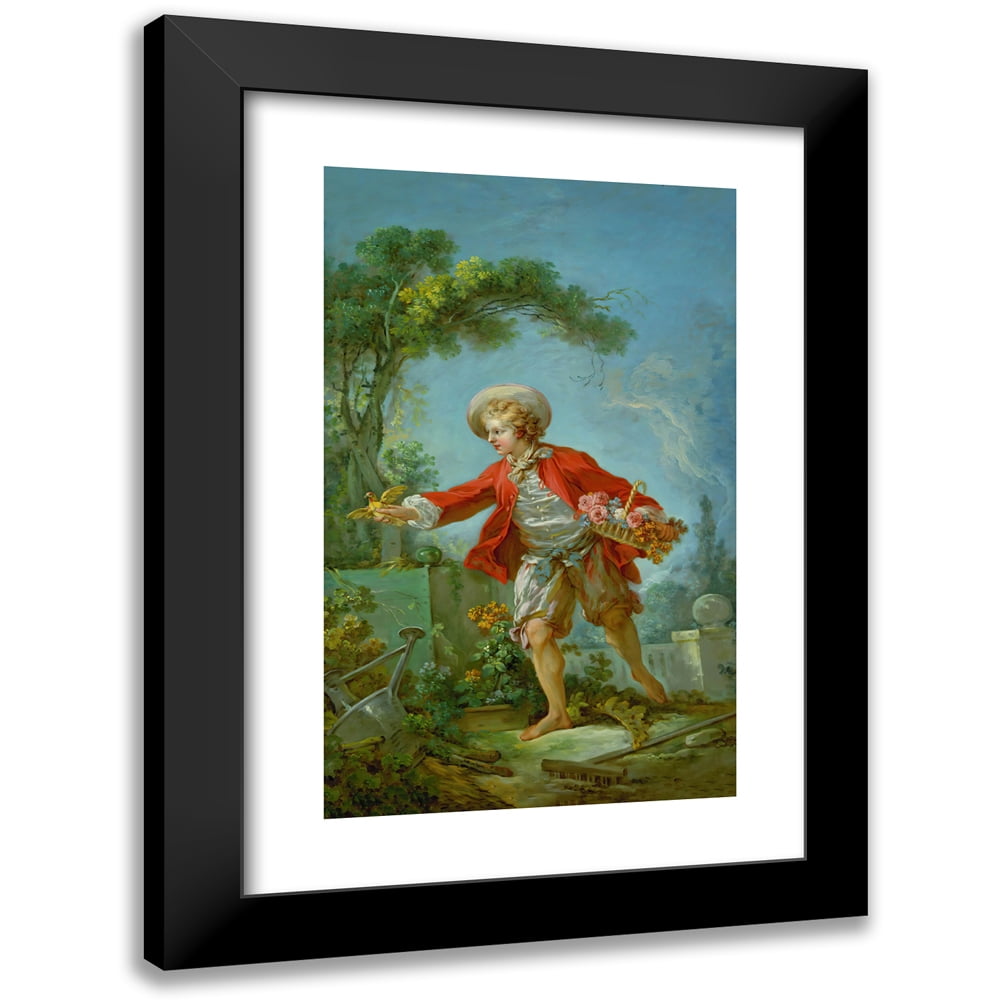 Jean-Honoré Fragonard 11x14 Black Modern Framed Museum Art Print Titled - The Gardener (Between 1754 and 1755)
