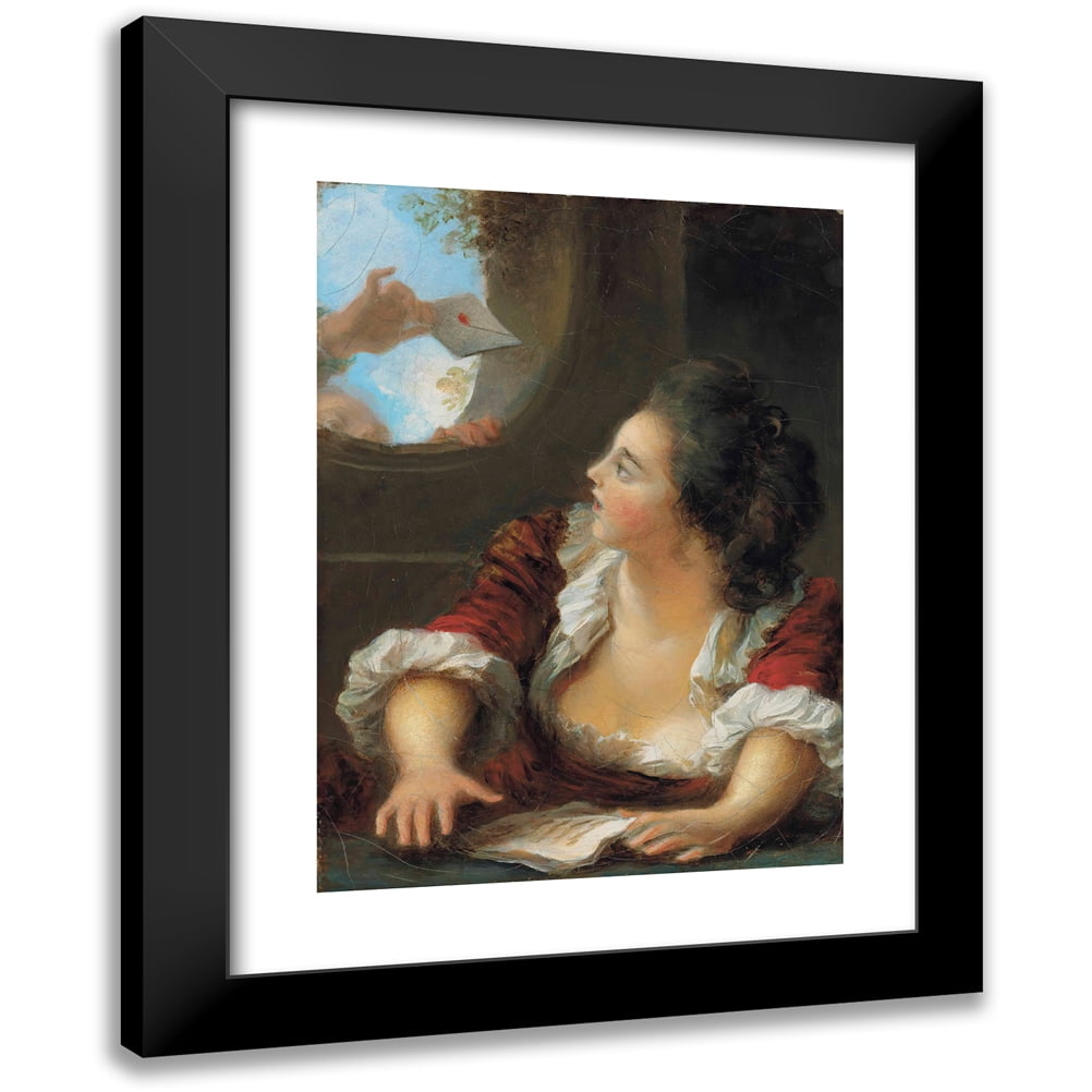 Jean-Honoré Fragonard 11x14 Black Modern Framed Museum Art Print Titled - The Love Letter