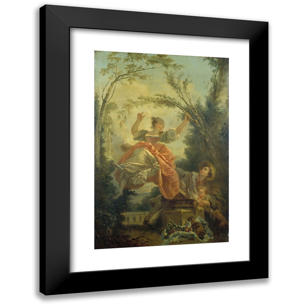 Jean-Honoré Fragonard 11x14 Black Modern Framed Museum Art Print Titled - The Rocking