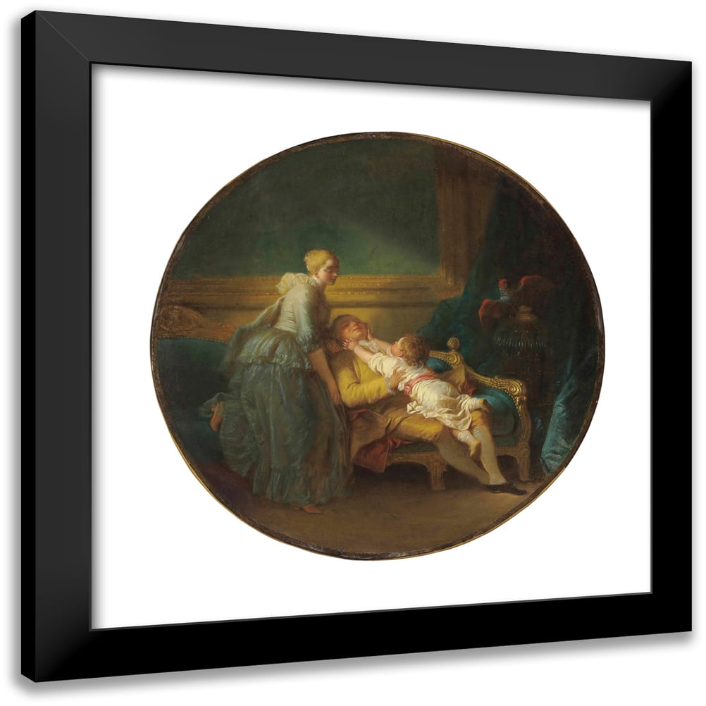 Jean-Honoré Fragonard 12x12 Black Modern Framed Museum Art Print Titled - The Happy Household (‘The Happy Household’)