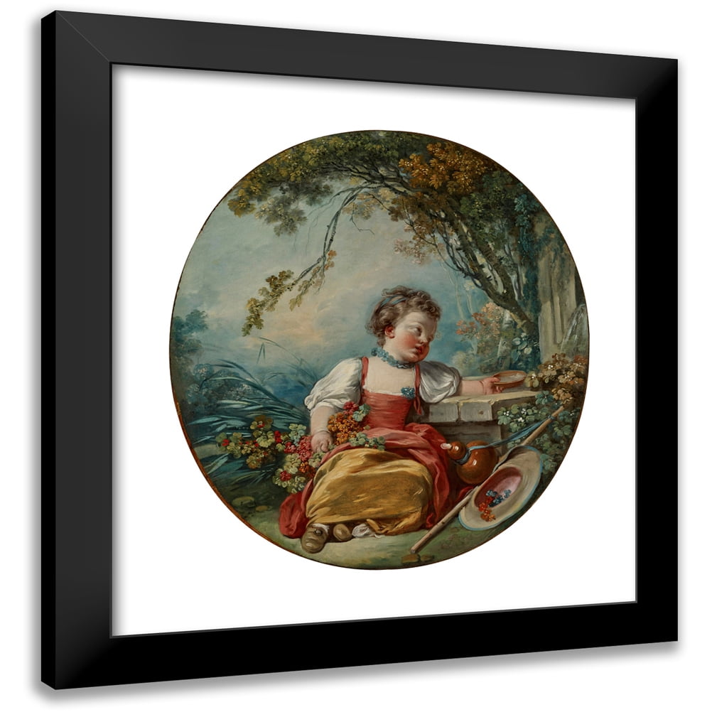 Jean-Honoré Fragonard 12x13 Black Modern Framed Museum Art Print Titled - The Little Pilgrim (1754)