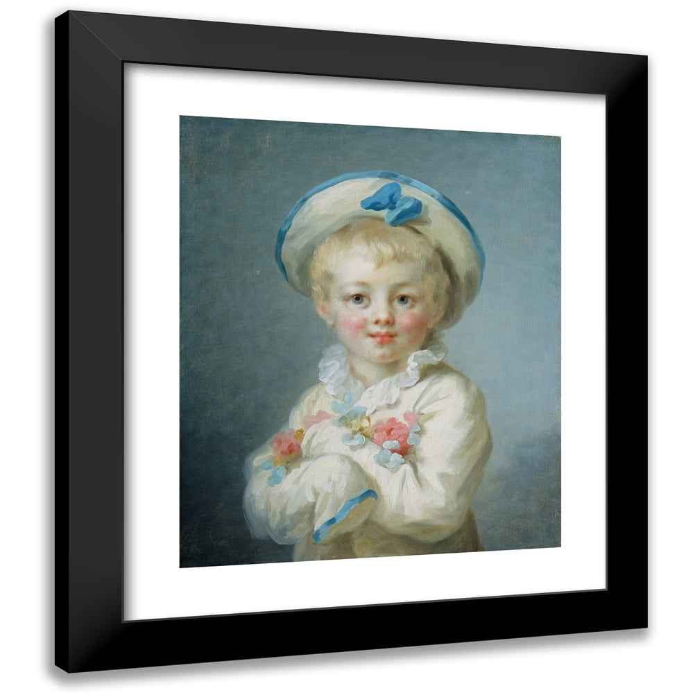 Jean-Honoré Fragonard 12x14 Black Modern Framed Museum Art Print Titled - A Boy as Pierrot (C. 1785)