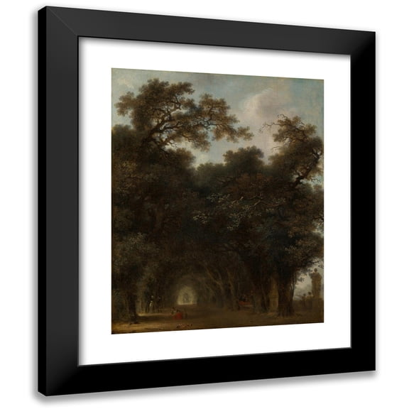 Jean-Honoré Fragonard 12x14 Black Modern Framed Museum Art Print Titled - A Shaded Avenue (ca. 1775)