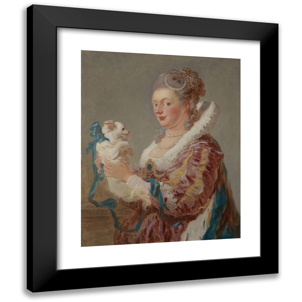 Jean-Honoré Fragonard 12x14 Black Modern Framed Museum Art Print Titled - A Woman with a Dog (ca. 1769)