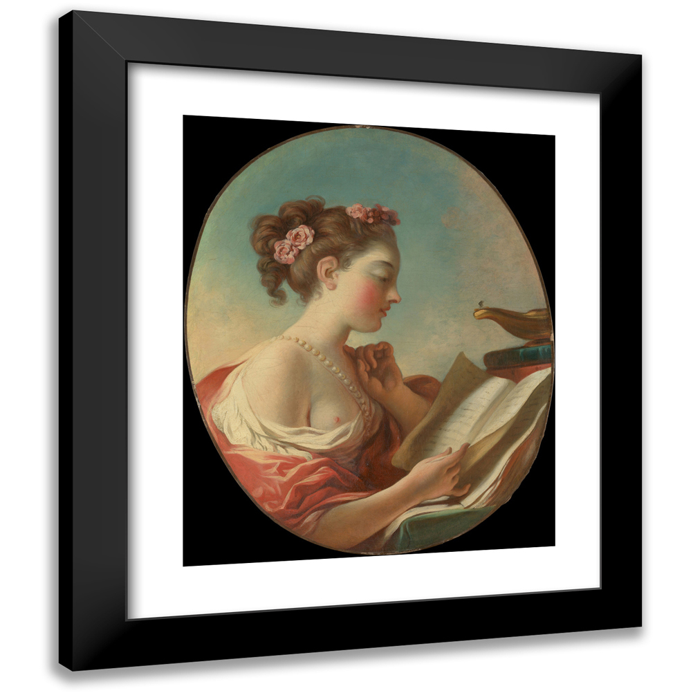 Jean-Honoré Fragonard 12x14 Black Modern Framed Museum Art Print Titled - Allegory of Vigilance (ca. 1772)