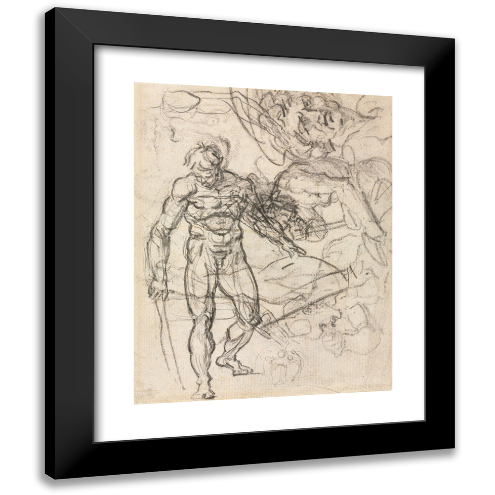 Jean-Honoré Fragonard 12x14 Black Modern Framed Museum Art Print Titled - Figure Studies (Verso) (C. 1761)