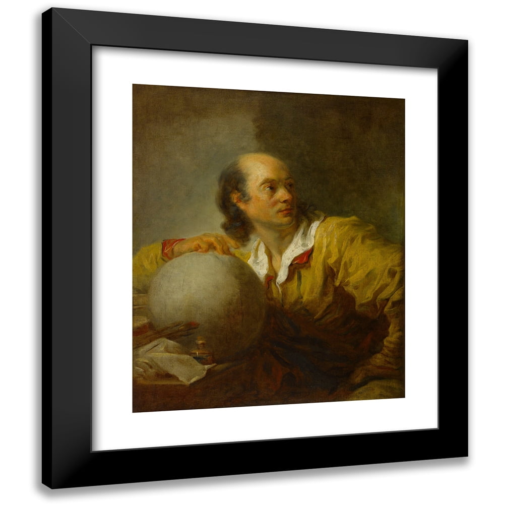 Jean-Honoré Fragonard 12x14 Black Modern Framed Museum Art Print Titled - Jerome De La Lande (1767 - 1768)