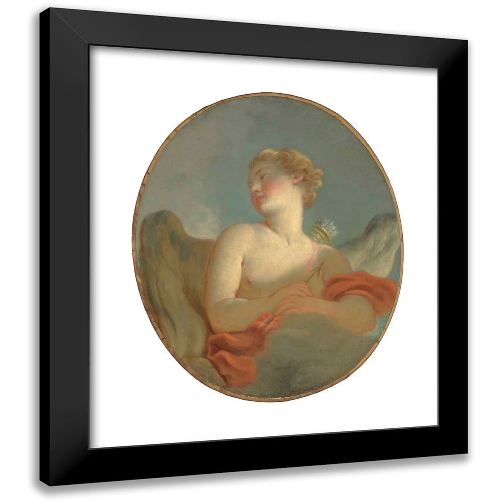 Jean-Honoré Fragonard 12x14 Black Modern Framed Museum Art Print Titled - ‘L’Amour’; Said to Be a Portrait of Marie Catherine Colombe (1751-1830) as Cupid