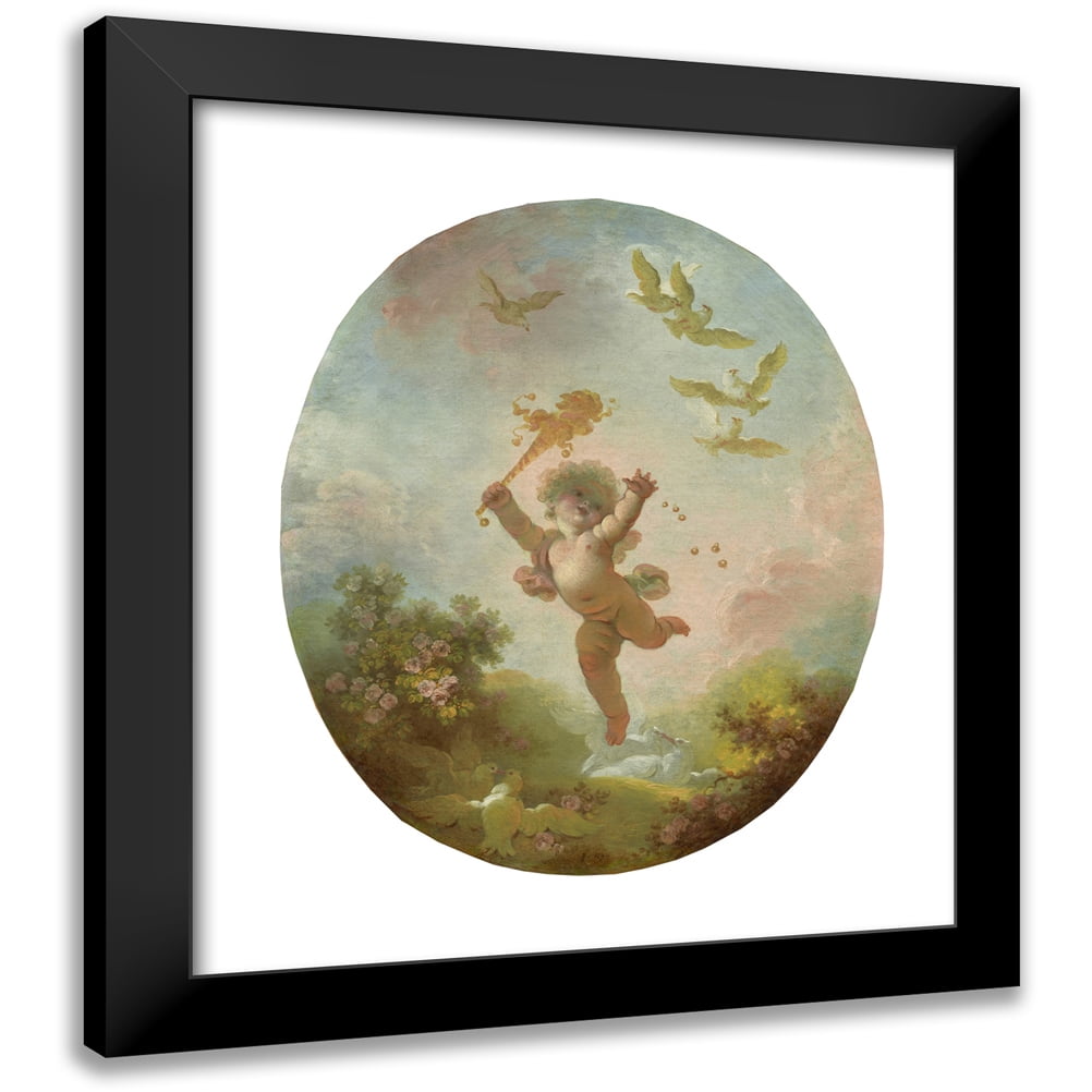 Jean-Honoré Fragonard 12x14 Black Modern Framed Museum Art Print Titled - Love as Folly (C. 1773-1776)