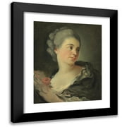 Jean-Honoré Fragonard 12x14 Black Modern Framed Museum Art Print Titled - Portrait of a Young Woman, Presumably Marie-Therese Colombe
