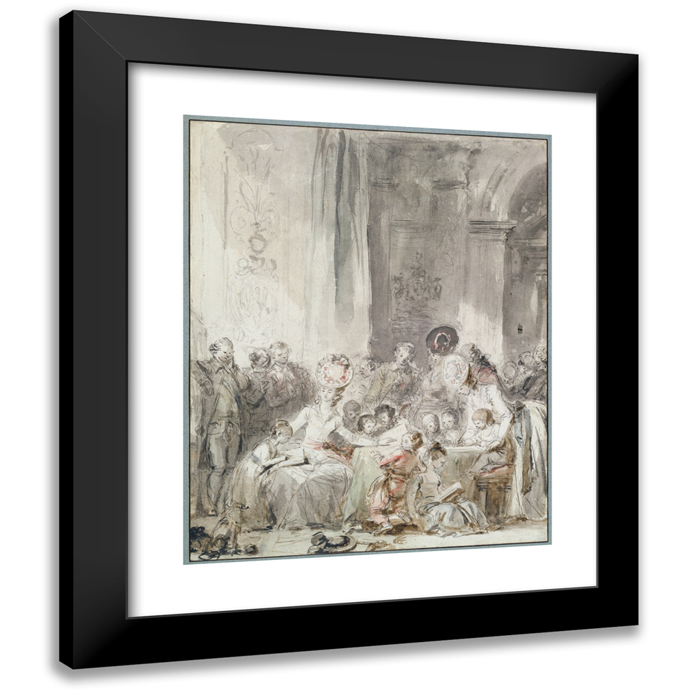 Jean-Honoré Fragonard 12x14 Black Modern Framed Museum Art Print Titled - The Competition (ca. 1780 - 1785)