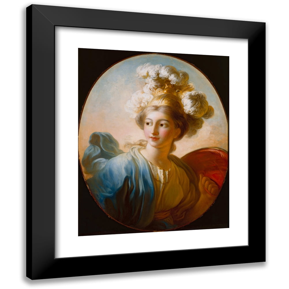 Jean-Honoré Fragonard 12x14 Black Modern Framed Museum Art Print Titled - The Goddess Minerva (ca. 1772)