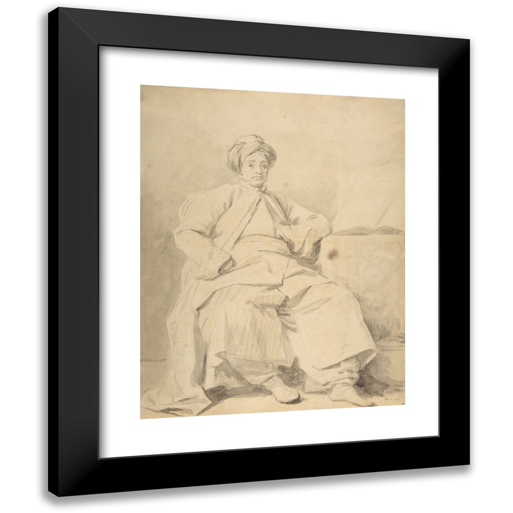 Jean-Honoré Fragonard 12x14 Black Modern Framed Museum Art Print Titled - The Sultan (1774)