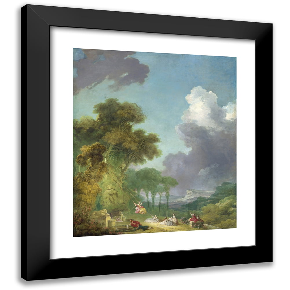 Jean-Honoré Fragonard 12x14 Black Modern Framed Museum Art Print Titled - The Swing (C. 1775-1780)