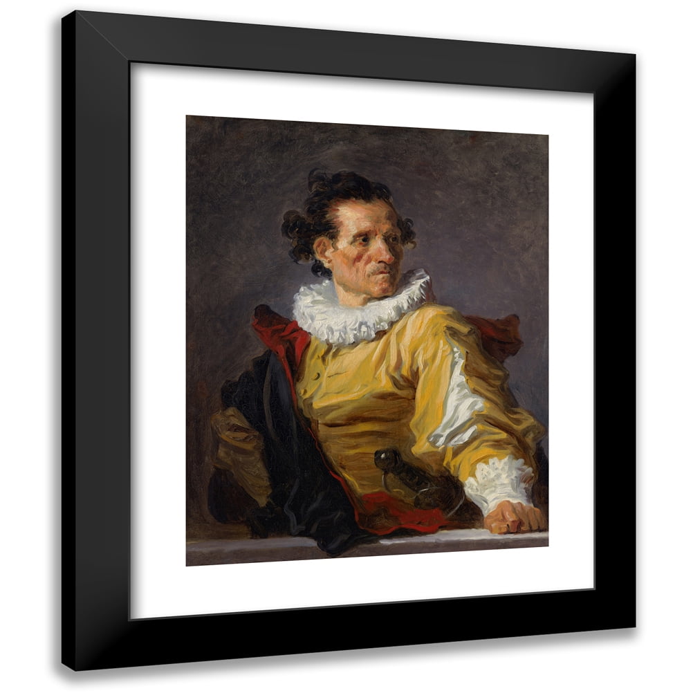 Jean-Honoré Fragonard 12x14 Black Modern Framed Museum Art Print Titled - The Warrior (C. 1770)