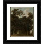 Jean-Honoré Fragonard 12x14 Black Ornate Wood Framed Double Matted Museum Art Print Titled: A Shaded Avenue (ca. 1775)