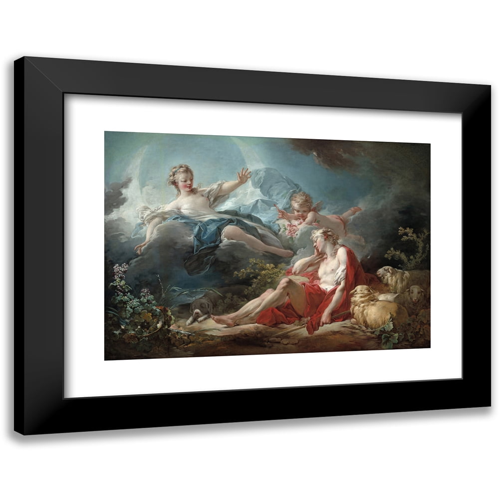 Jean-Honoré Fragonard 14x11 Black Modern Framed Museum Art Print Titled - Diana and Endymion (C. 1753-1756)