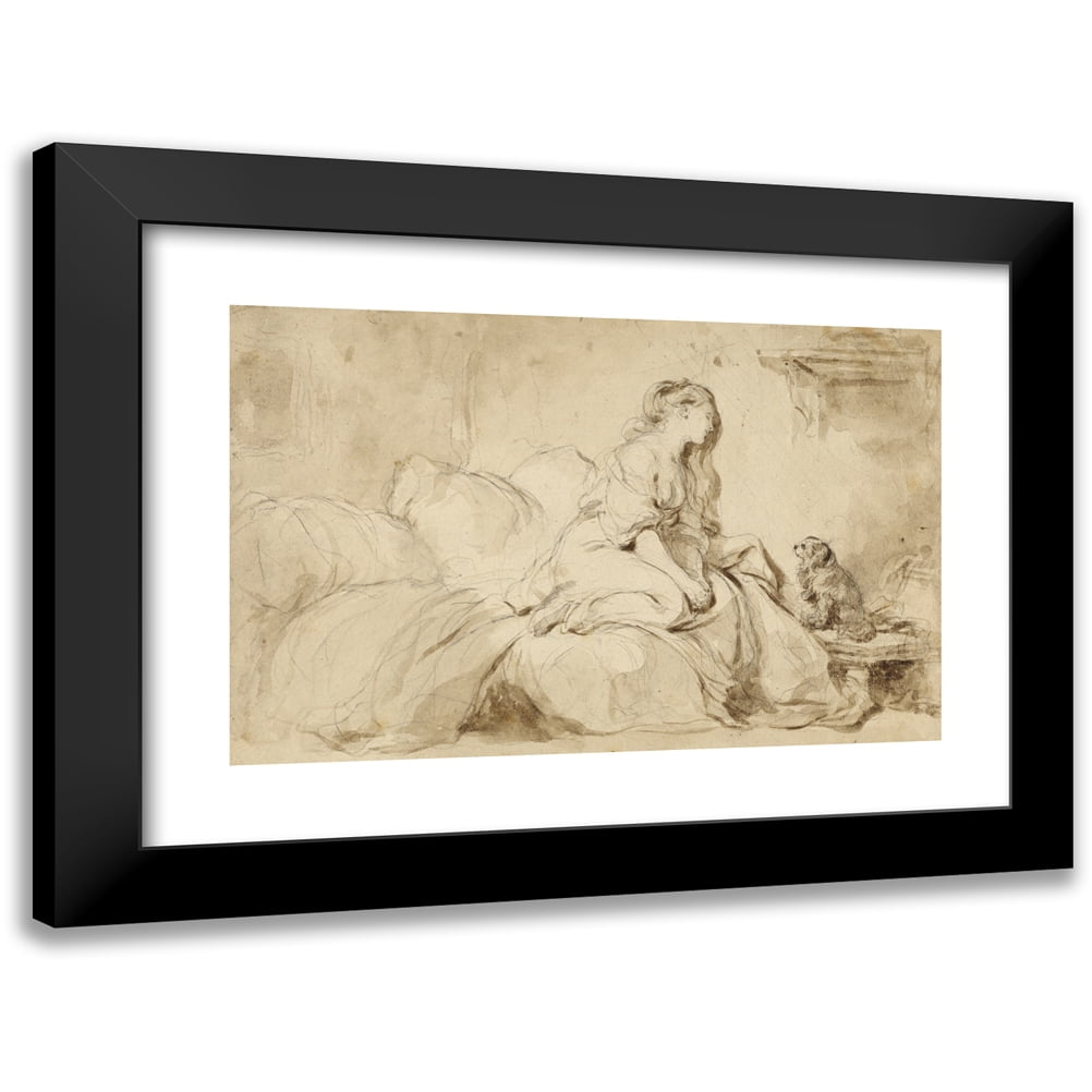 Jean-Honoré Fragonard 14x11 Black Modern Framed Museum Art Print Titled - Oh! if Only He Were as Faithful to Me (1770-1775)