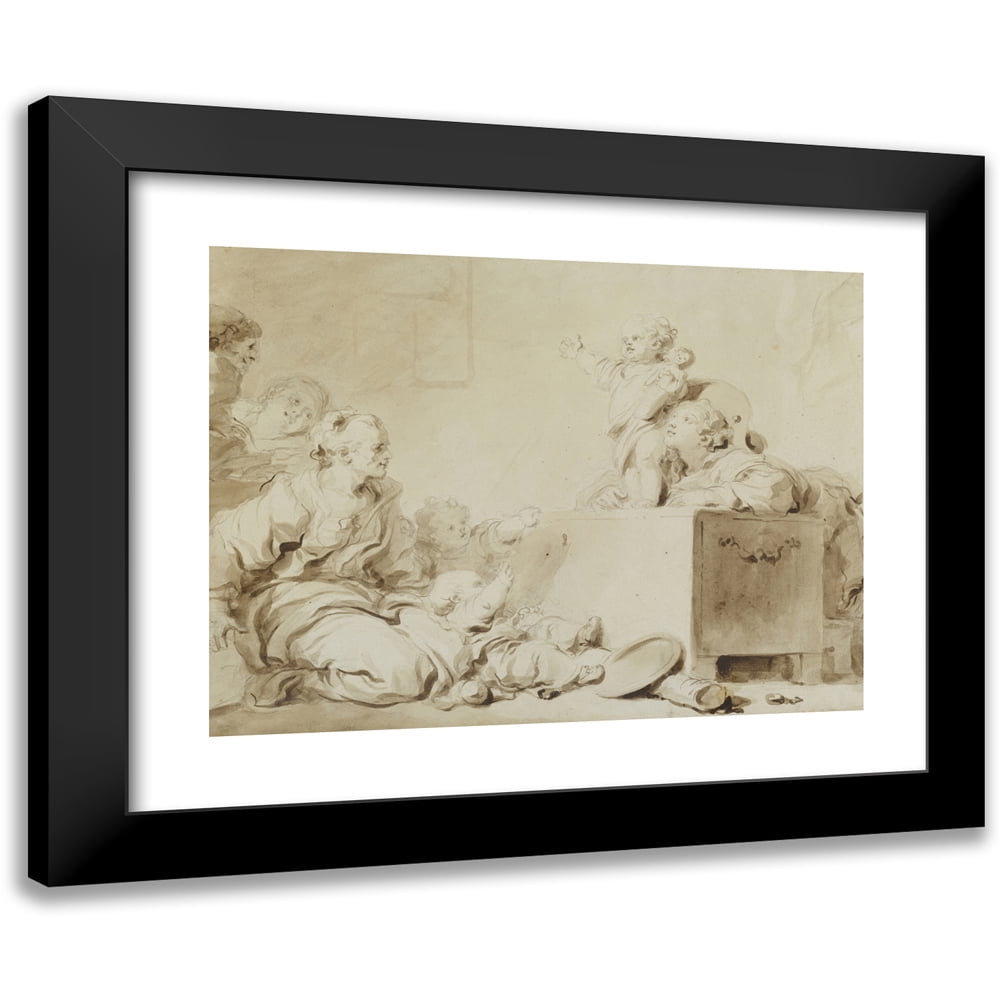 Jean-Honoré Fragonard 14x11 Black Modern Framed Museum Art Print Titled - The Little Preacher (Late 1770s)