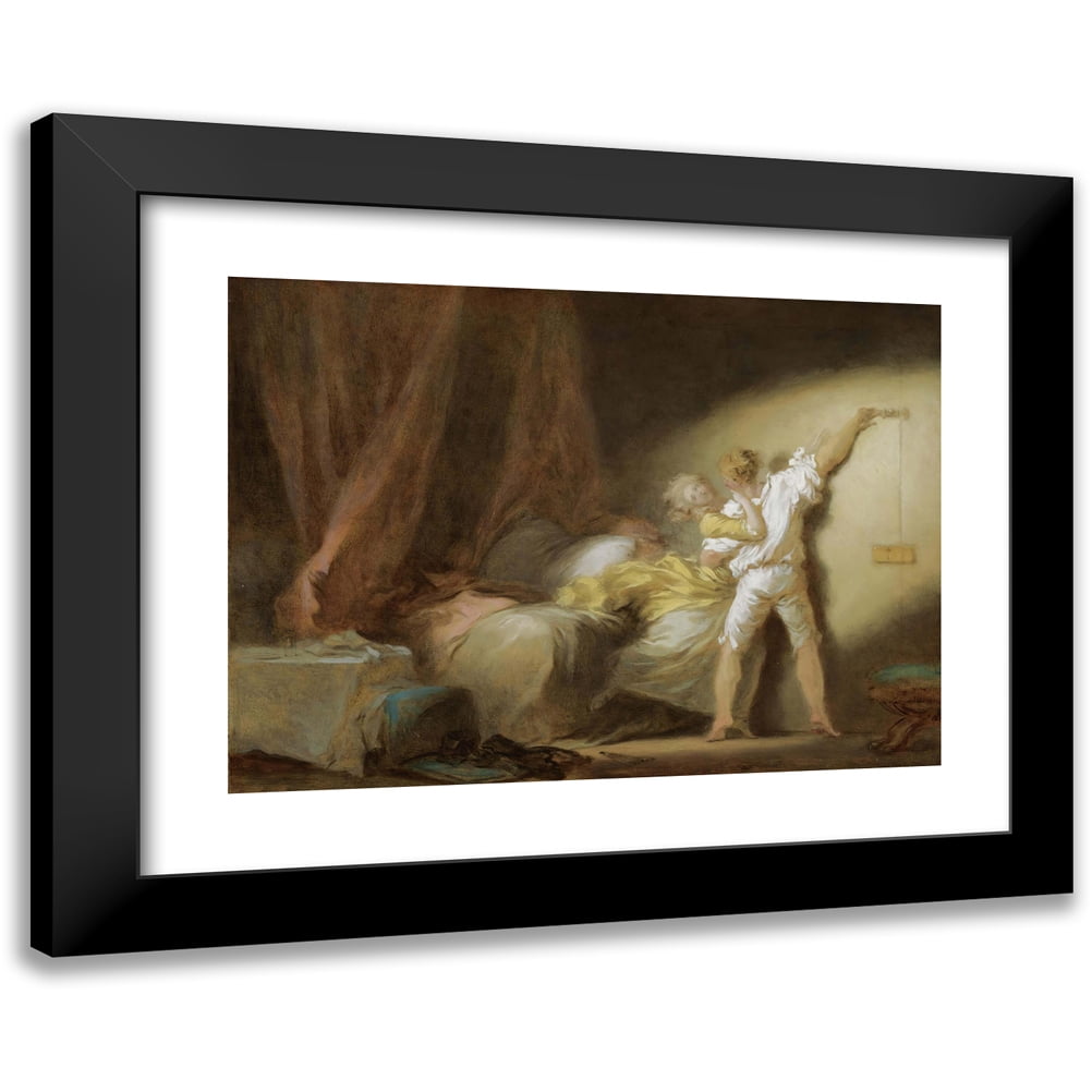 Jean-Honoré Fragonard 14x11 Black Modern Framed Museum Art Print Titled - The Lock (The Bolt) (circa 1770)