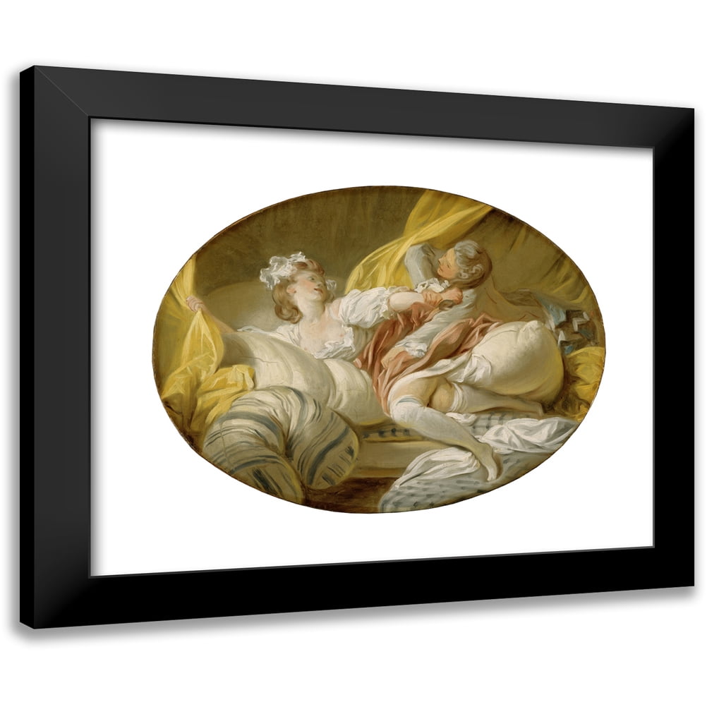 Jean-Honoré Fragonard 14x12 Black Modern Framed Museum Art Print Titled - The Beautiful Servant