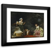 Jean-Honoré Fragonard 14x12 Black Modern Framed Museum Art Print Titled - The First Steps (C. 1780-1785)