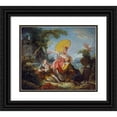 thumbnail image 1 of Jean-Honoré Fragonard 14x12 Black Ornate Wood Framed Double Matted Museum Art Print Titled: The Musical Contest (C. 1749-1752), 1 of 5