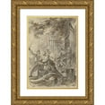 thumbnail image 1 of Jean-Honoré Fragonard 14x18 Gold Ornate Wood Frame and Double Matted Museum Art Print Titled - Isabella Abandons Her Home to Follow Odorico and His Men, 1 of 4