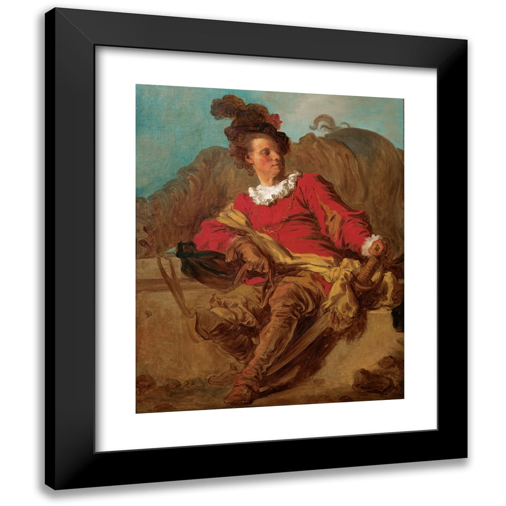 Jean-Honoré Fragonard 15x18 Black Modern Framed Museum Art Print Titled - Jean-Claude Richard, Abbot of Saint-Non, Dressed ‘A L'Espanole’ (circa 1769)