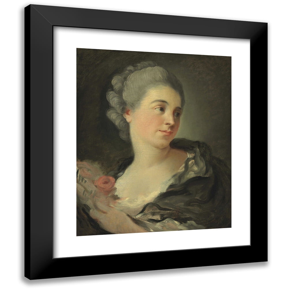 Jean-Honoré Fragonard 15x18 Black Modern Framed Museum Art Print Titled - Portrait of a Young Woman, Presumably Marie-Therese Colombe
