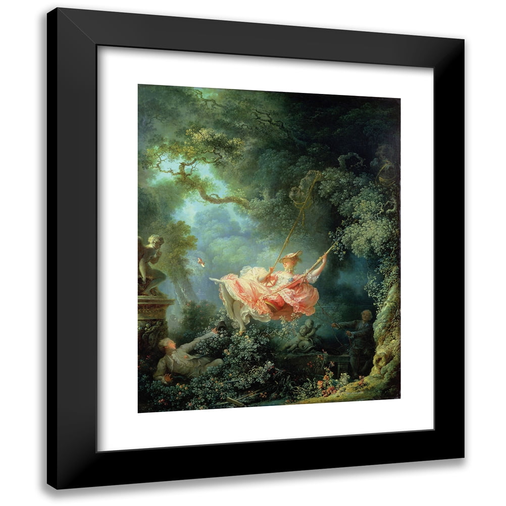 Jean-Honoré Fragonard 15x18 Black Modern Framed Museum Art Print Titled - The Swing (1767)