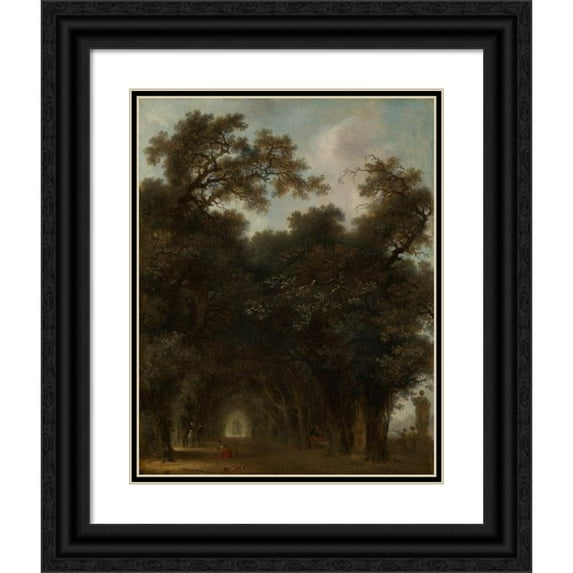 Jean-Honoré Fragonard 15x18 Black Ornate Wood Framed Double Matted Museum Art Print Titled - A Shaded Avenue (ca. 1775)