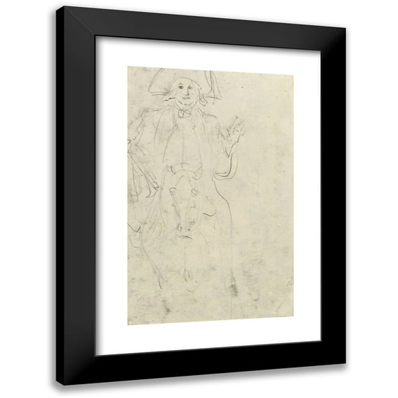 Jean-Honoré Fragonard 16x24 Black Modern Framed Museum Art Print Titled - Man on a Horse (Verso)