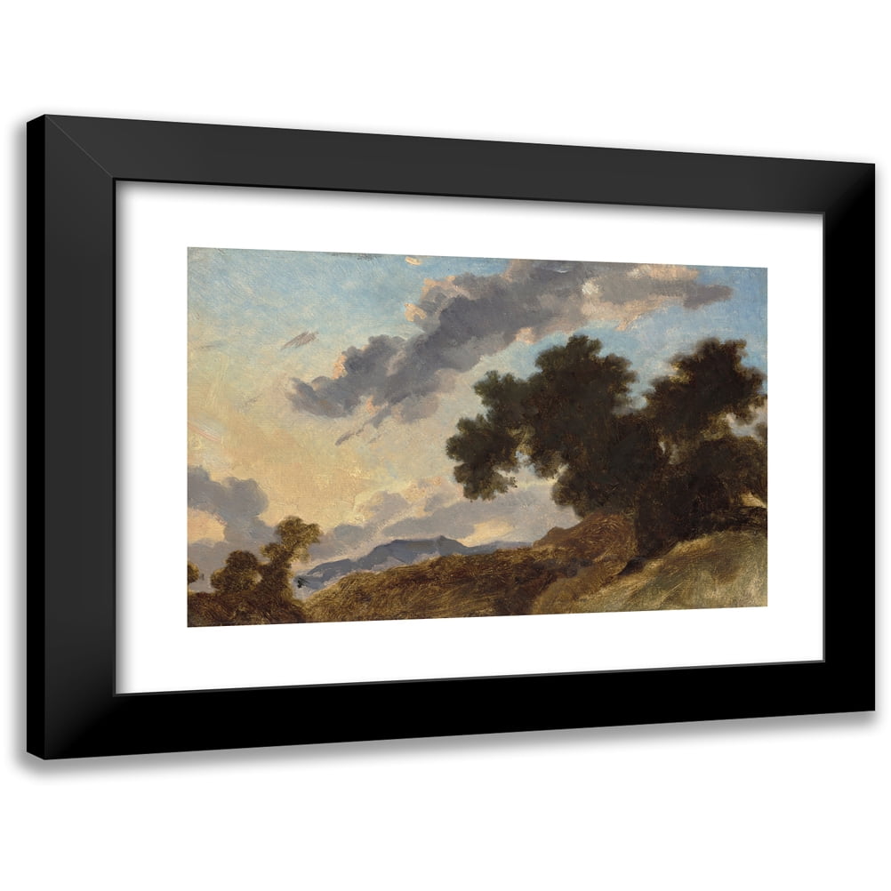 Jean-Honoré Fragonard 18x13 Black Modern Framed Museum Art Print Titled - Mountain Landscape at Sunset (C. 1765)