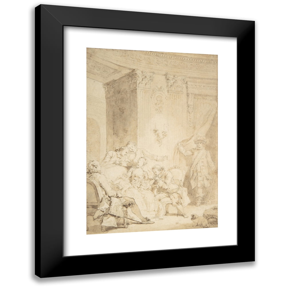 Jean-Honoré Fragonard 18x24 Black Modern Framed Museum Art Print Titled - The Husband-Confessor (ca. 1770)