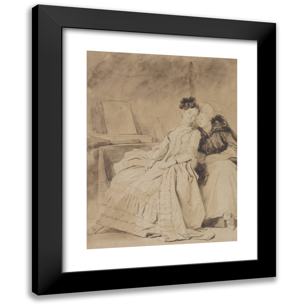 Jean-Honoré Fragonard 19x24 Black Modern Framed Museum Art Print Titled - The Intimate Conversation (circa 1778 - 1780)