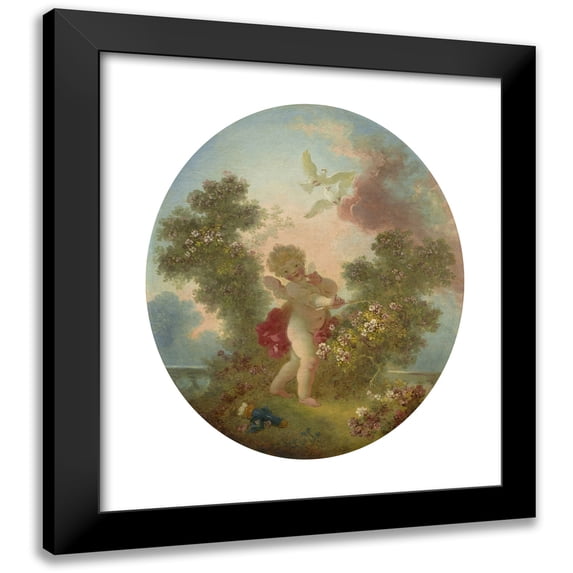Jean-Honoré Fragonard 20x23 Black Modern Framed Museum Art Print Titled - Love the Sentinel (C. 1773-1776)