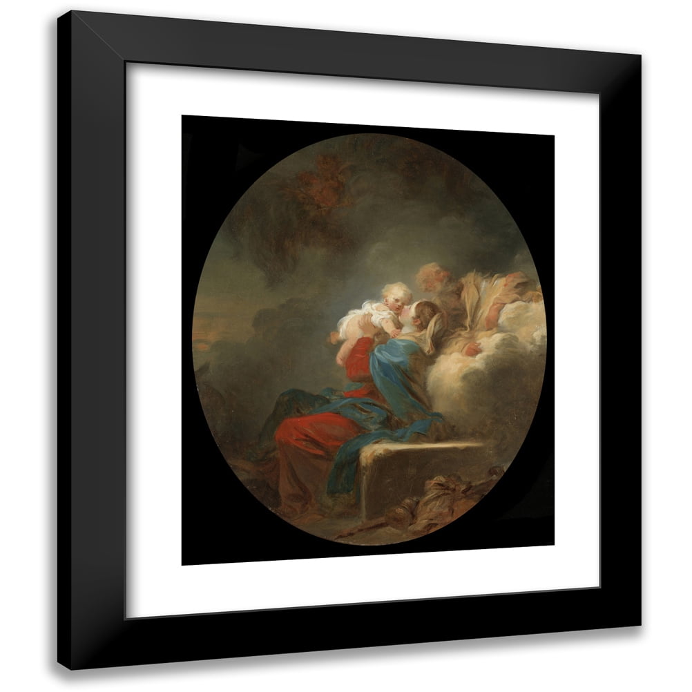 Jean-Honoré Fragonard 20x24 Black Modern Framed Museum Art Print Titled - The Rest on the Flight Into&nbsp;Egypt (ca.&nbsp;1774)